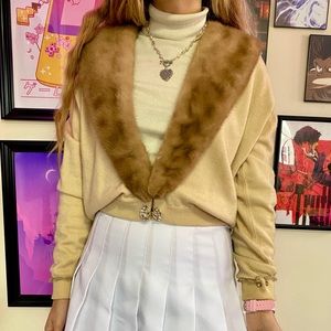 Handmade Vintage Brown Cashmere Fur Cardigan